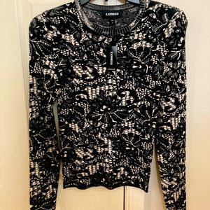 Express Long-Sleeve Black & White Sweater